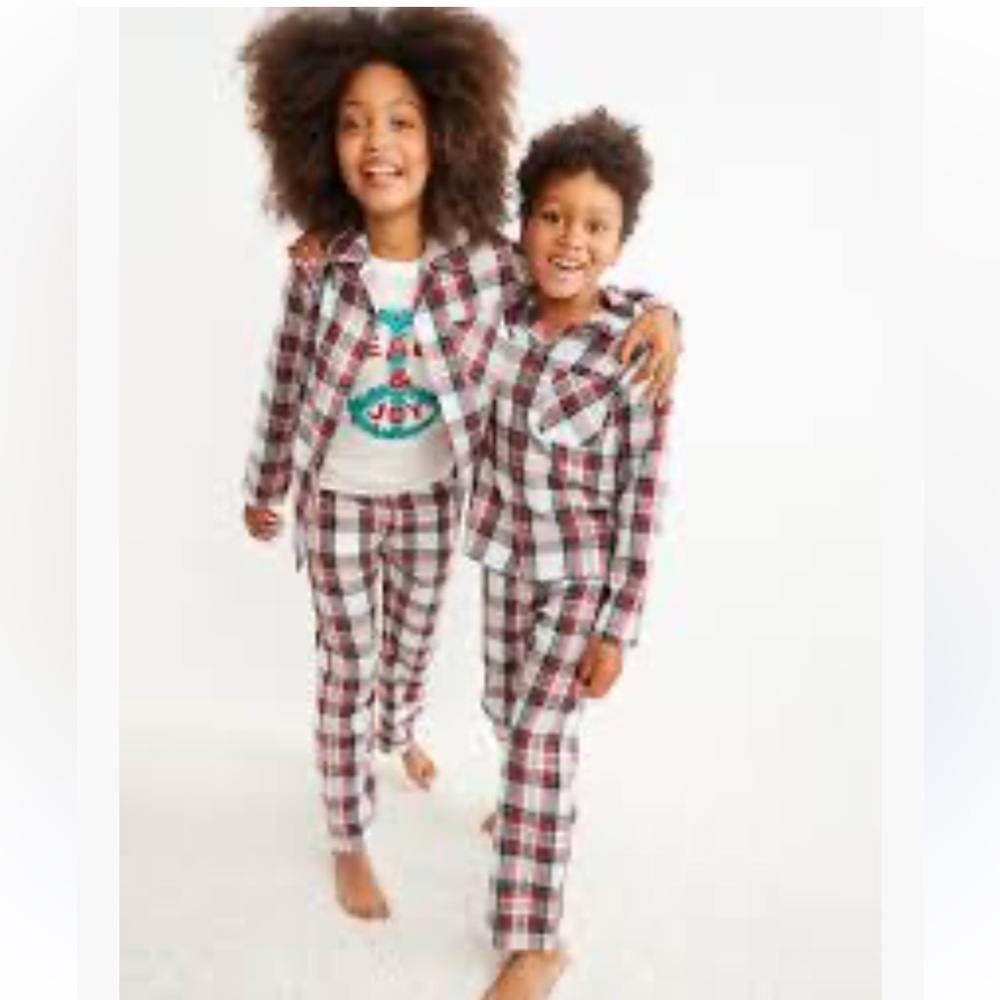 Old Navy Red and White Plaid Kids Pajama Set